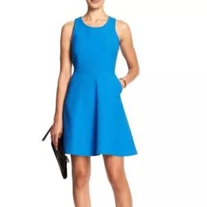 Banana Republic Bright Blue Sleeveless Fit-and-Flare Dress
